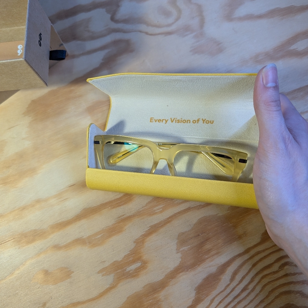 Crystal yellow acetate square sunglasses